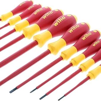 Wiha 32093 Slotted and Phillips Insulated Screwdriver Set, 1000 Volt, 10 Piece