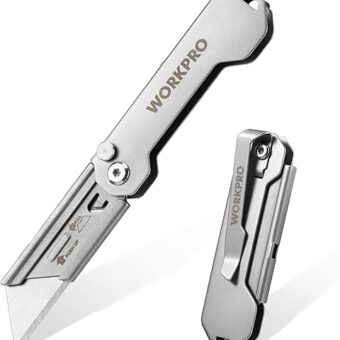 WORKPRO EDC Folding Utility Knife, Mini Box Cutter with Quick Open Axis Lock, Quick Change Blade Razor Knife, Foldable Small Pocket Knife with Belt...