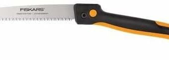 Fiskars Hand Saw, Folding Saw with Dual Position Locking Saw Blade for Overhand Cuts and Under Cuts and Power Tooth Blade with Triple Ground Teeth, Soft Grip 10-Inch Pruning Saw