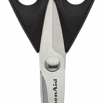 KitchenAid All Purpose Kitchen Shears with Protective Sheath for Everyday use, Dishwasher Safe Stainless Steel Scissors with Comfort Grip, 8.72-Inch, Black