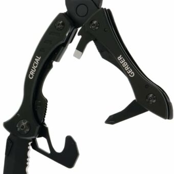 GERBER Crucial Multi-Tool - Black w/Pocket Clip & Strap Cutter [31-001518]