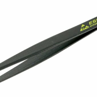 Wiha 44501 Stainless Steel Fine Point Professional ESD Precision Tech Tweezer with Static Dissipative Grip and Hypo Allergenic, 130mm Overall Length