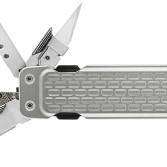 Gerber Gear Lockdown Driver 7-in-1 Multi-tool - 2.5" Plain Edge Blade, Scissors, Bit Driver - EDC Gear and Equipment - Silver