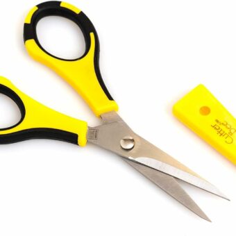 EK Tools Cutter Bee Precision Craft Scissors, Small, Yellow and Black, Package Includes 1 Ergonomic Scissor and 1 Protective Safety Cover, For Cutting, Paper, Herbs, and More