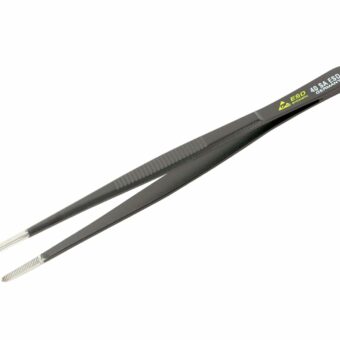 Wiha 44520 Tweezers, ESD Safe, Universal Blunt Tip Serrated