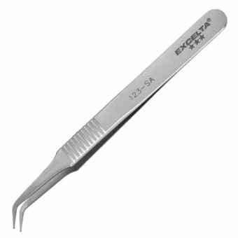 Excelta - 123-SA - Tweezers - SMD - Bent - Three Star - Anti-Mag. SS, 0.06" Height, 0.39300000000000002" Wide, 4.5" Length