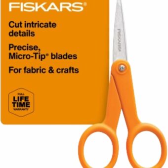 Fiskars Premier No. 5 Micro-Tip Orange-Handled Fabric Scissors - Double Loop Handle - Sewing and Craft Scissors - Orange