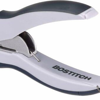 Bostitch Office EZ Squeeze One-Hole Punch, 10 Sheet Capacity, Lightweight, Gray/Blue (2402)