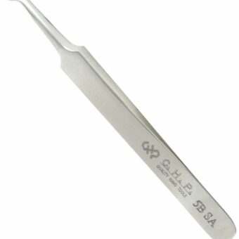 Hakko CHP 5B-SA Stainless Steel Non-Magnetic Precision Tweezers with Very-Fine Point Thin-Tapered Bent Sharp Tips, 4-1/4" Length