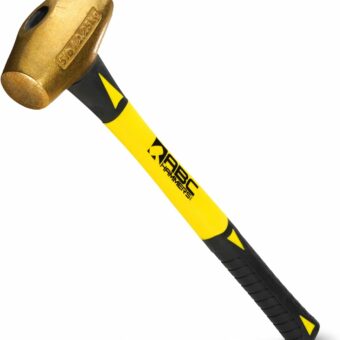 ABC HAMMERS Brass Hammer - 5 lb. Non-Sparking Hammer with 14" Fiberglass Handle & Double Faced Head - ABC5BF