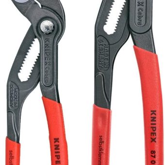 KNIPEX Tools - 2 Piece Cobra Pliers Set (87 01 180 & 87 01 250) (003120V01US), Red