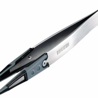 Hozan P-640-J ESD Soft Tip Tweezers, Anti-Static Tweezers, Total Length: 4.9 inches (125 mm), Opening Width: 0.4 inches (10 mm), Tip Width: 0.06 inches (1.5 mm), Straight Type