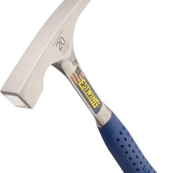 Estwing - E3‐20BLC Bricklayer's/Mason's Hammer - 20 oz Masonary Tool with Forged Steel Construction & Shock Reduction Grip - E3-20BLC Silver