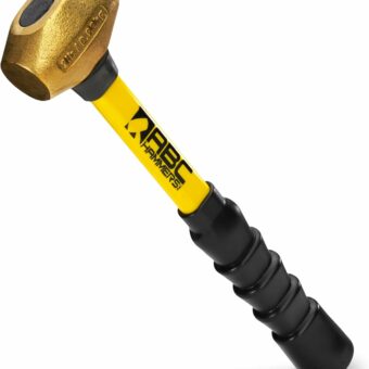 ABC HAMMERS Brass Hammer - 2 lb. Non-Sparking Hammer with 12" Fiberglass Handle & Double Faced Head - ABC2BFB