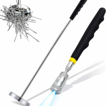 35 LBs Magnetic Sweeper with 8 LBs Magnet Flashlight Pickup Tool with LED Lights