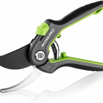 WORKPRO Bypass Pruning Shears, 8’’ Stainless Steel Gardening Hand Pruner, Professional Garden Trimming Scissors with Sharp SK5 Steel Blades, Ideal Garden Tool,Green