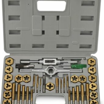 NEIKO 00911A SAE Tap and Die Set, Titanium-Coated Alloy Steel Taps and Dies, Large Threading-Tool Kit with Storage Case, 40-Piece Set