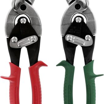 MIDWEST Aviation Snip Set - Left and Right Cut Offset Tin Cutting Shears with Forged Blade & KUSH'N-POWER Comfort Grips - MWT-6510C