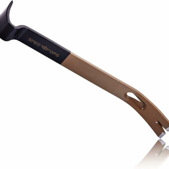 Spec Ops Tools 15" Flat Pry Bar Crowbar, Curved Rocker Head, Teardrop Nail Puller, High-Carbon Steel