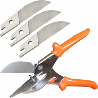 Multi Angle Miter Cutter | Plus 3 Spare Blades | Hand Shear Multipurpose Tool | Cuts 45-135 Degrees | Stainless Steel with Rubber Handle & Safety Lock | Or Called Trim, Chamfer & Quarter Round Cutters