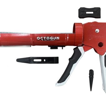 Newborn Octogun 930-GTD Drip-Free Caulking Gun - Gator Trigger Grip | Fits 1/10 Gallon Cartridge |10:1 Thrust Ratio | Smooth Hex Rod Cradle with Built-In Smoother Tool | Scraper & Plug Included