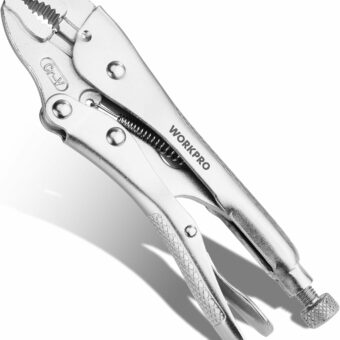 WORKPRO Locking Pliers, 7-inch Curved Jaw Vice Grips pliers, Chromium-Vanadium Steel Locking Pliers with Wire Cutter, Locking Adjustable Vise Grips for Clamping Twisting Welding