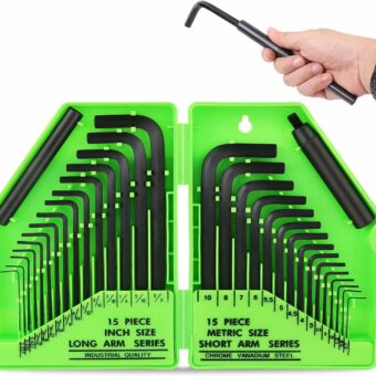 SWANLAKE 32PCS Hex Key Set, Allen Wrench Set Inch/Metric MM(0.7mm-10mm) SAE(0.028"-3/8)