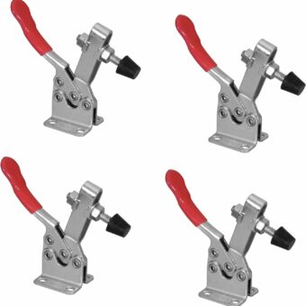 POWERTEC 4PK Toggle Clamp, 300 lbs Holding Capacity, 201B Quick Release Horizontal Clamps w/Antislip Rubber Pressure Tip for Woodworking Jigs and Fixtures, Welding, Drill Press, Crosscut Sled (20327)