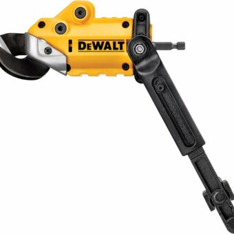 DEWALT Metal Shear/Cutter Drill Attachment, Impact Ready, 360 Degree Pivoting Head, Cuts 18GA Material (DWASHRIR)(Yellow, Black)