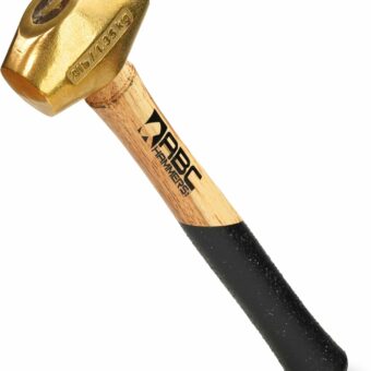 ABC HAMMERS Brass Hammer - 3 lb. Non-Sparking Hammer with 12.5" Wood Handle & Double Faced Head - ABC3BW