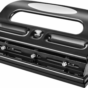 Amazon Basics 2/3 Hole Punch, Semi-Adjustable, 30 Sheet Capacity, Black