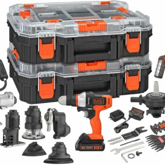 BLACK+DECKER MATRIX 20V MAX Power Tool Kit, Includes Cordless Drill, 12 Attachments and Storage Case (BDCDMT1212KITC1)