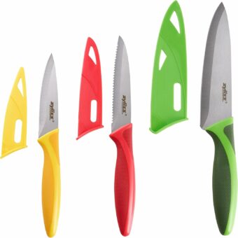 ZYLISS 3 Piece Value Knife Set with Sheath Covers, Stainless Steel