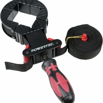 POWERTEC 71101 Deluxe Quick Release Strap Clamp | Woodworking Frame Clamping Strap Holder, Black