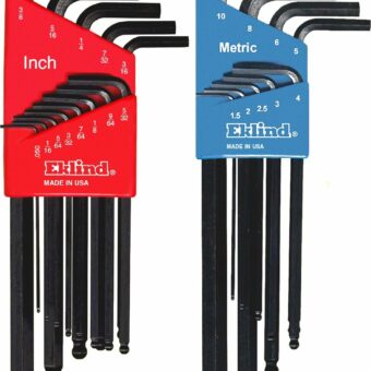 Eklind 13222 Ball-Hex L-Key allen wrench Combo- Inch / MM (2 sets 22pc), 22-piece set