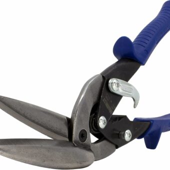 MIDWEST Power Cutters Long Cut Snip - Straight Cut Offset Tin Cutting Shears with Forged Blade & KUSH'N-POWER Comfort Grips - MWT-6516