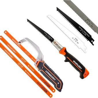 VANQUISH Aluminum Frame Mini Wood Hack Saw and 3 in 1 Multi Blade Hand Saw