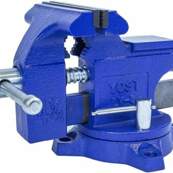 Yost Vises LV-4 Homeowner's Vise | 4.5 Inch Jaw Width with a 3 Inch Jaw Opening Home Vise | Secure Grip with Swivel Base | Blue