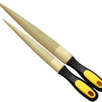 Wood File, Needle File Set Wood Files for Wood Working Wood Rasp Files Tools Golden Tapered Wood Rasp with Rubber Handle in Gift Bag for Carving 2 Pack (8,10 inch)