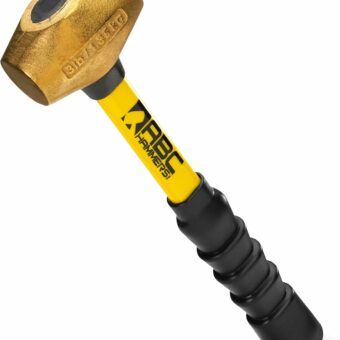 ABC HAMMERS Brass Hammer - 3 lb. Non-Sparking Hammer with 12" Fiberglass Handle & Double Faced Head - ABC3BFB