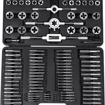 VEVOR Tap and Die Set, 110-Piece Include Metric Size M2 to M18, Bearing Steel Taps and Dies, Essential Threading Tool for Cutting External Internal Threads, with Complete Accessories and Storage Case