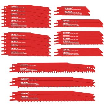 HYCHIKA 32-Piece Reciprocating Saw Blade Set Metal Wood Cutting Saw Blades with Organizer Case