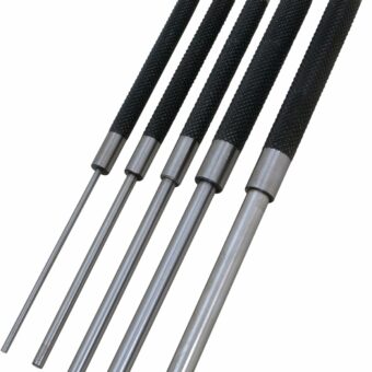 Performance Tool W758 5 Piece 8-Inch Long Carbon Steel Pin Punch Set, Pin Sizes 1/8", 3/16", 1/4", 5/16" and 3/8"