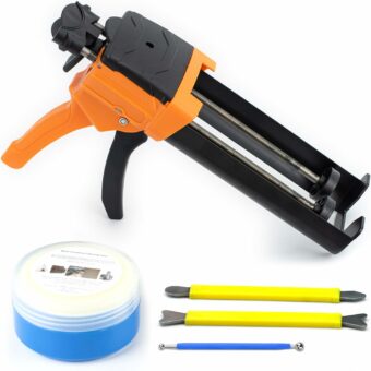 Dual Cartridge Caulking Gun, No Dripping Epoxy Caulk Gun, Heavy Duty, Technician Grade & Durable, Applying Double Tube Epoxy Grout (13.5 fl oz / 400 ml 1:1 Ratio) for Tile & Stone Joints