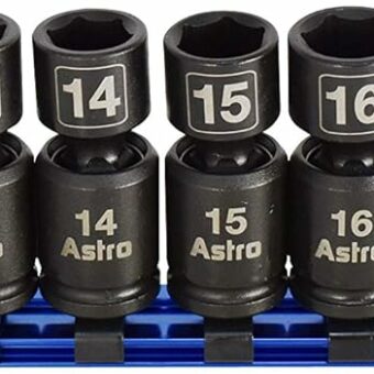 Astro Pneumatic Tool 78344 10-Piece 3/8" Drive Nano Pinless Universal Impact Sockets - Metric, Black