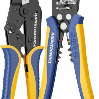 haisstronica Wire Stripper and Crimping Tool,AWG 24-10 Automatic Stripper Tool with AWG 22-10 Ratchet Wire Crimper For Heat Shrink Connectors