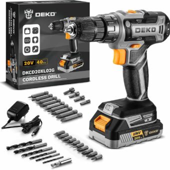 Power Drill Cordless: DEKO PRO Cordless Drill 20V Electric Power Drill Set Tool Drills Cordless Set with Battery and Charger 20 Volt Drill Driver Kit