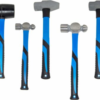 5 Piece Heavy Duty Hammer Set - Includes 32oz Rubber Mallet, 3lb Sledge Hammer, 3lb Cross Pein Hammer, 32oz and 16oz Ball Pein Hammers by EX ELECTRONIX EXPRESS