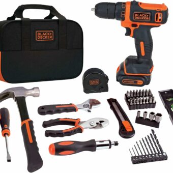 BLACK+DECKER 12V MAX Drill & Home Tool Kit, 60-Piece (BDCDD12PK)