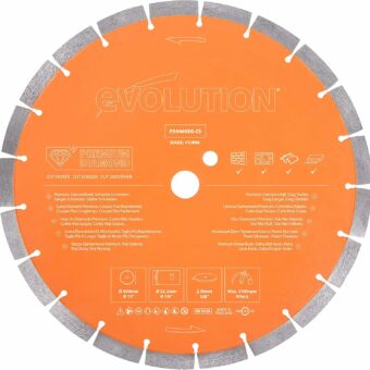 Evolution Power Tools Premium Diamond Blade 12-Inch for Disc Cutter, Concrete Saw | 1 Inch Arbor | High Diamond Concentration | Segmented Diamond Blade for Masonry, Brick, Stone, Roof Tile, Concrete